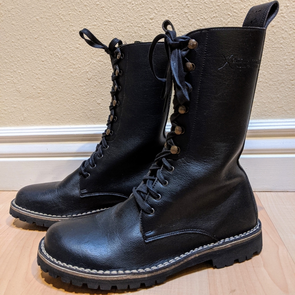 COPY - VEGAN Cammina Leggero Lace up Biker Combat Boots 9